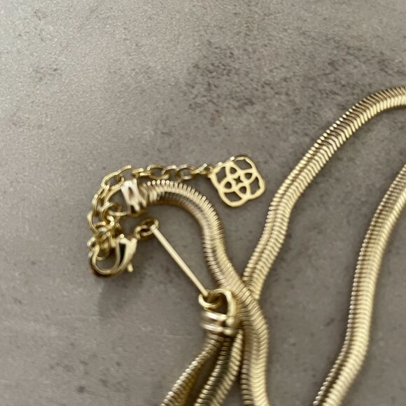 Kendra Scott Starla Iridescent Drusy Gold Plated Snake Chain Y Necklace 21"-23" - Picture 6 of 6